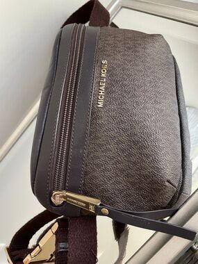 Michael Kors Dark Brown Leather Belt Bag with Gold Hardware